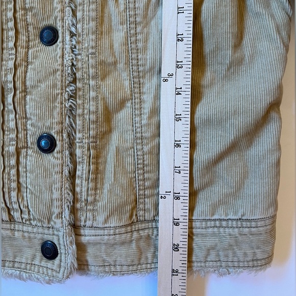 Abercrombie & Fitch Vintage Corduroy Sherpa Quilt Lined Snap Closure Coat Large - Picture 10 of 11